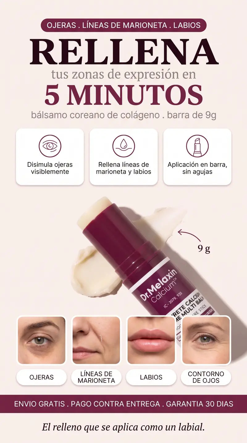 Rellena ojeras, líneas de marioneta y labios en 5 minutos: bálsamo coreano de colágeno Dr. Melaxin