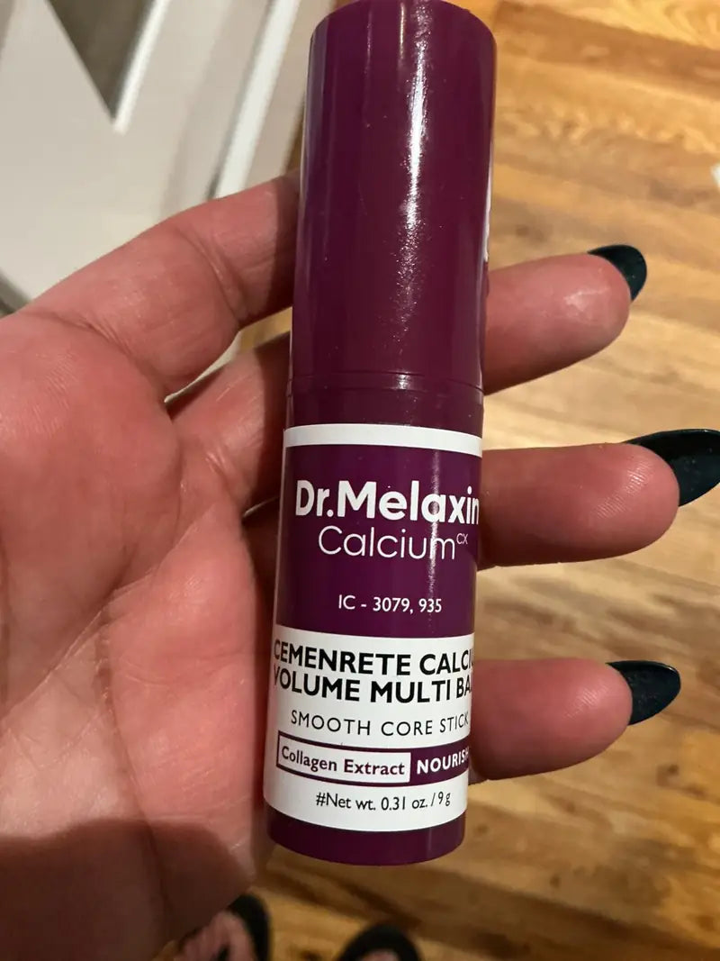 Etiqueta real del bálsamo Dr. Melaxin con colágeno