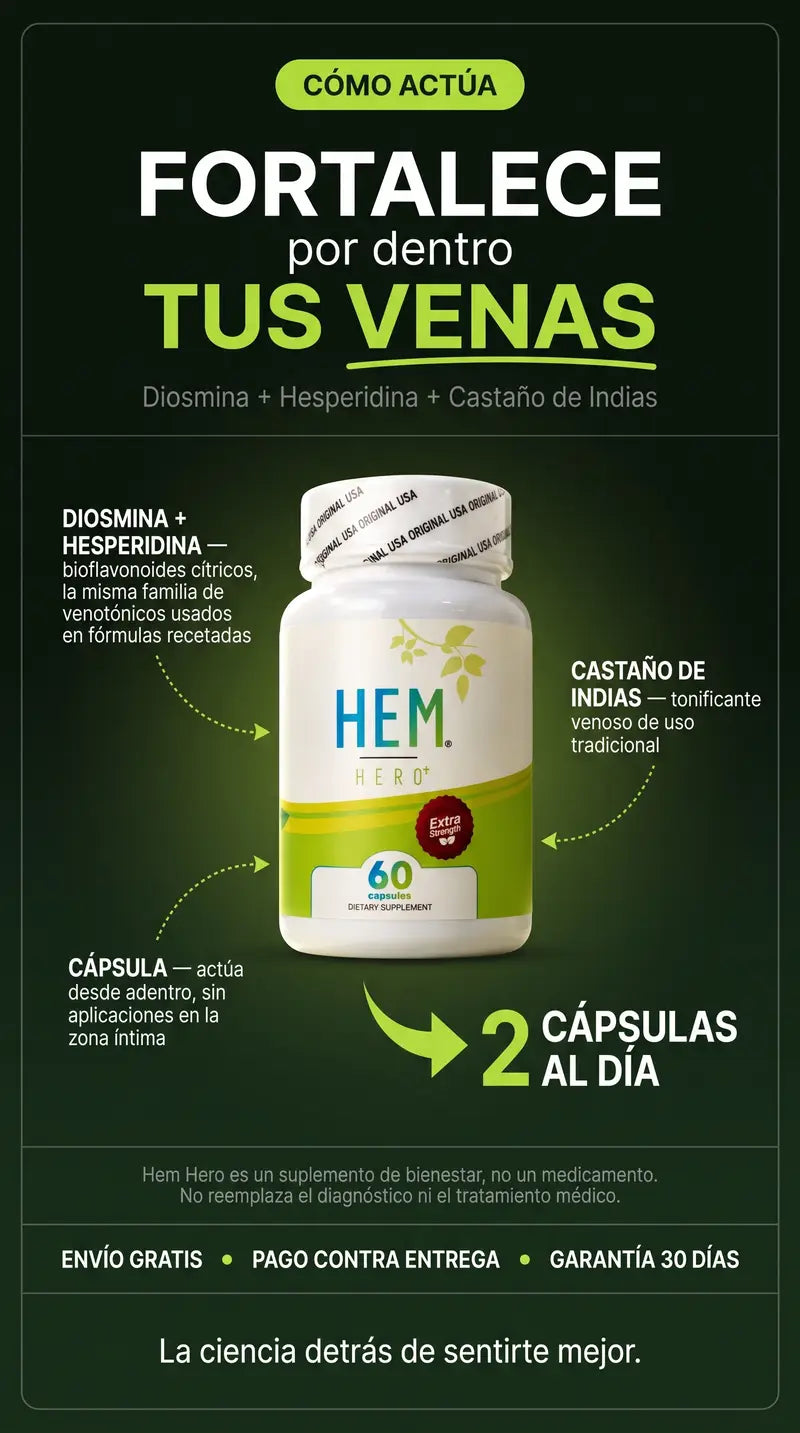 Cómo actúa Hem Hero: Diosmina, Hesperidina y Castaño de Indias