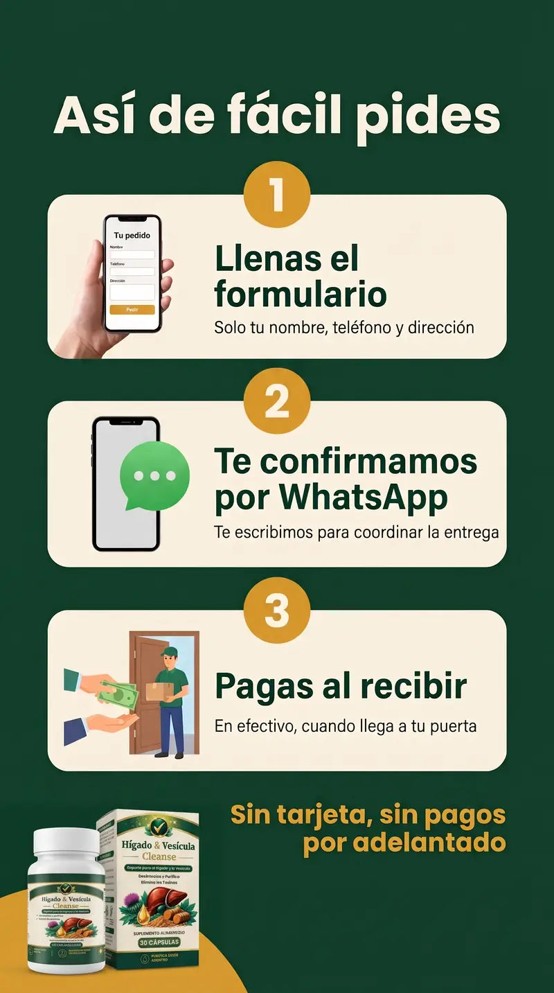 Así de fácil pides: llenas el formulario, te confirmamos por WhatsApp y pagas al recibir