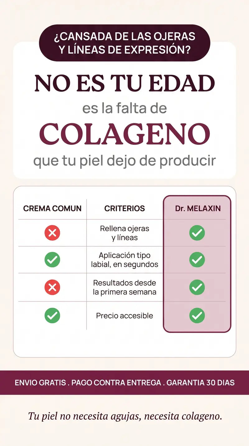 No es tu edad, es la falta de colágeno: comparativa Dr. Melaxin para ojeras y líneas de expresión