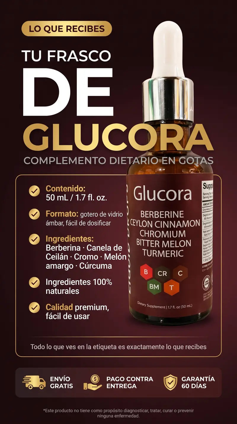 Tu frasco de Glucora: 50 mL, ingredientes 100% naturales