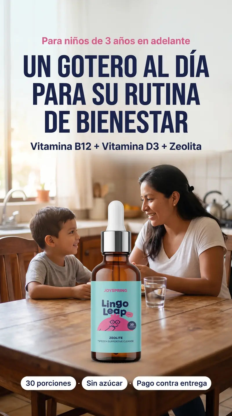 Lingo Leap: un gotero al día para su rutina de bienestar. Vitamina B12, vitamina D3 y zeolita para niños de 3 años en adelante
