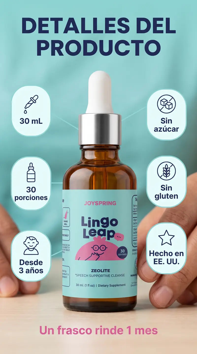 Detalles del producto: 30 mL, 30 porciones, desde 3 años, sin azúcar, sin gluten, hecho en EE. UU. Un frasco rinde 1 mes